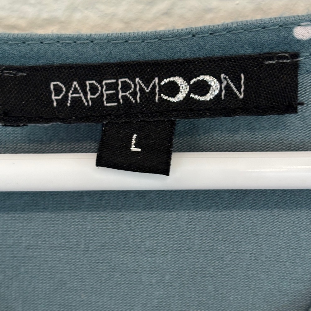 EUC!! PAPERMOON Reece Mixed Material Teal Blouse - Size L - Picture 6 of 9